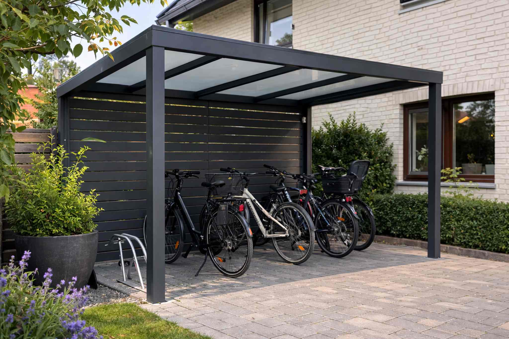 Fahrradunterstand mit Fahrrädern Freistehend in A thrazit