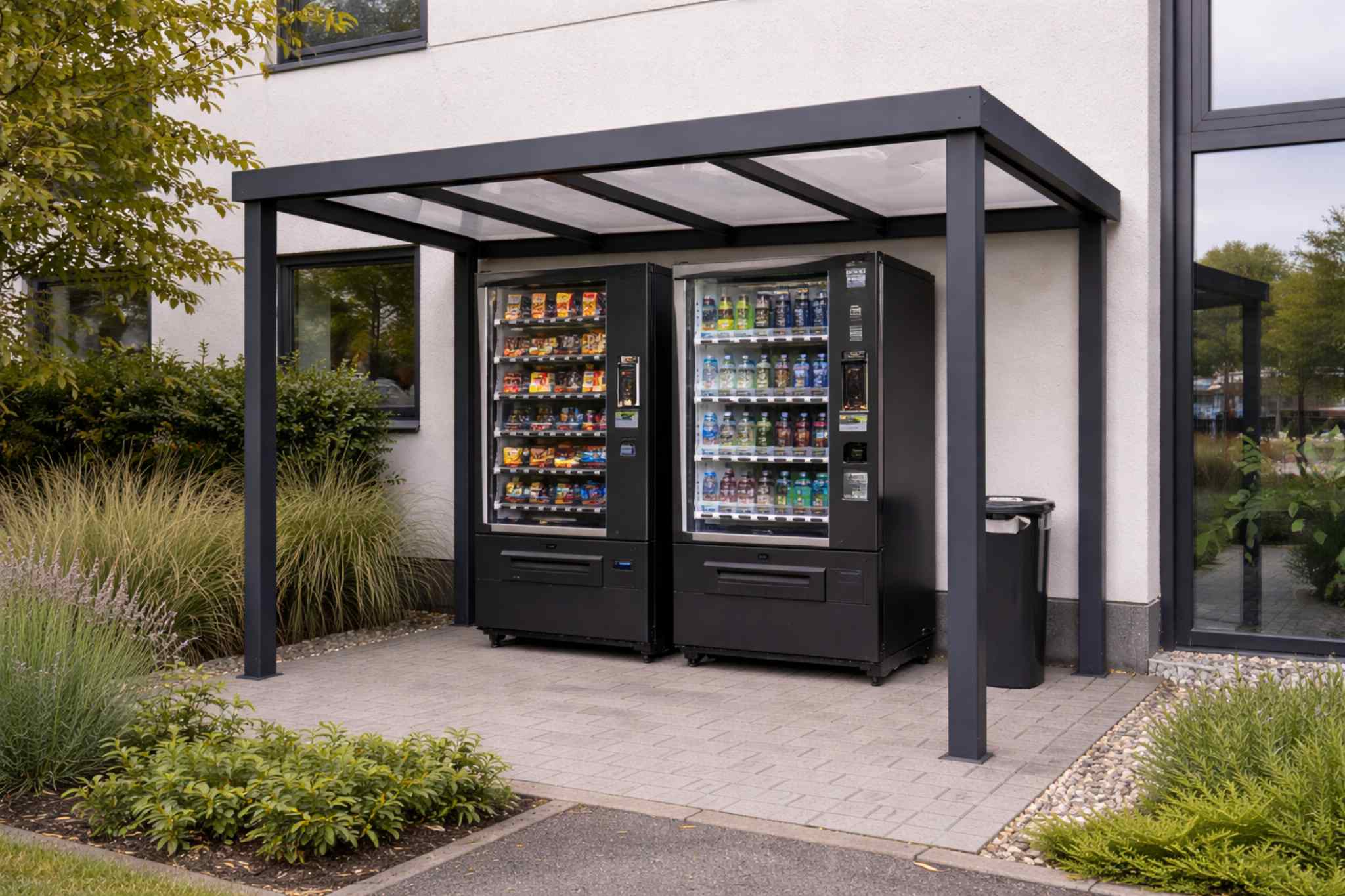Snackautomaten Überdachung an für zwei Automaten